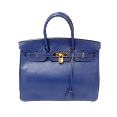 Hermes 35cm Blue Ardennes Birkin Handbag, Year 2001