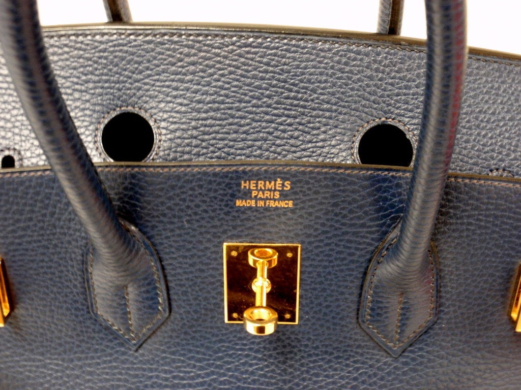 Hermes 35cm Blue Ardennes Birkin Handbag, Year 2001 7