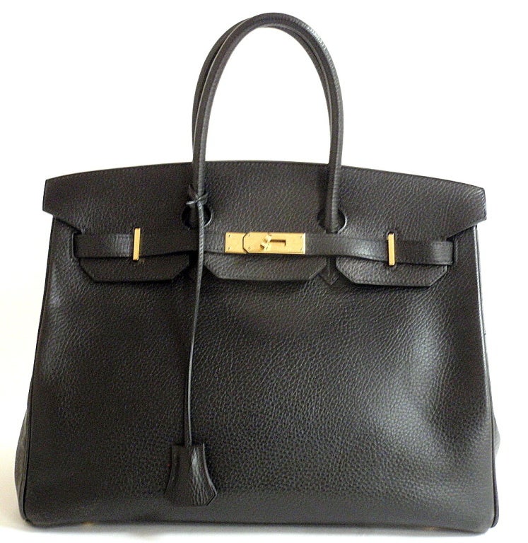 Hermes 35cm Black Ardennes Birkin Handbag, Year 2002 For Sale at 1stDibs |  hermes ardennes