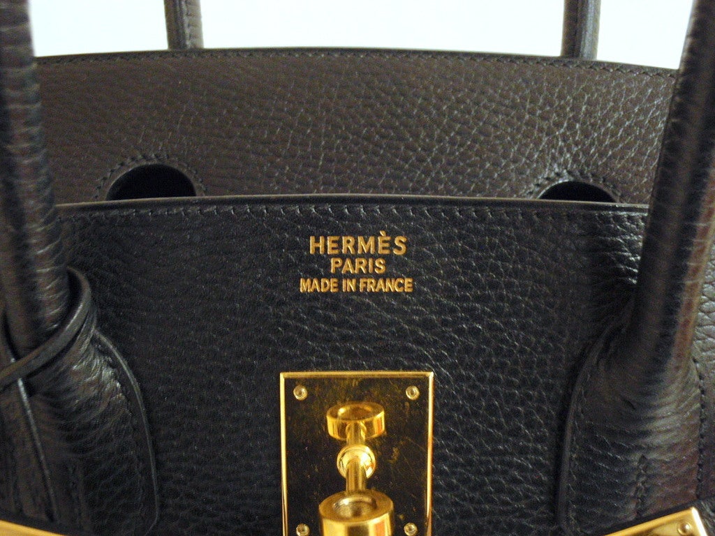 Hermes 35cm Black Ardennes Birkin Handbag, Year 2002 2