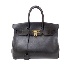 Sac à main Hermes 35cm Ardennes Birkin noir, année 2002