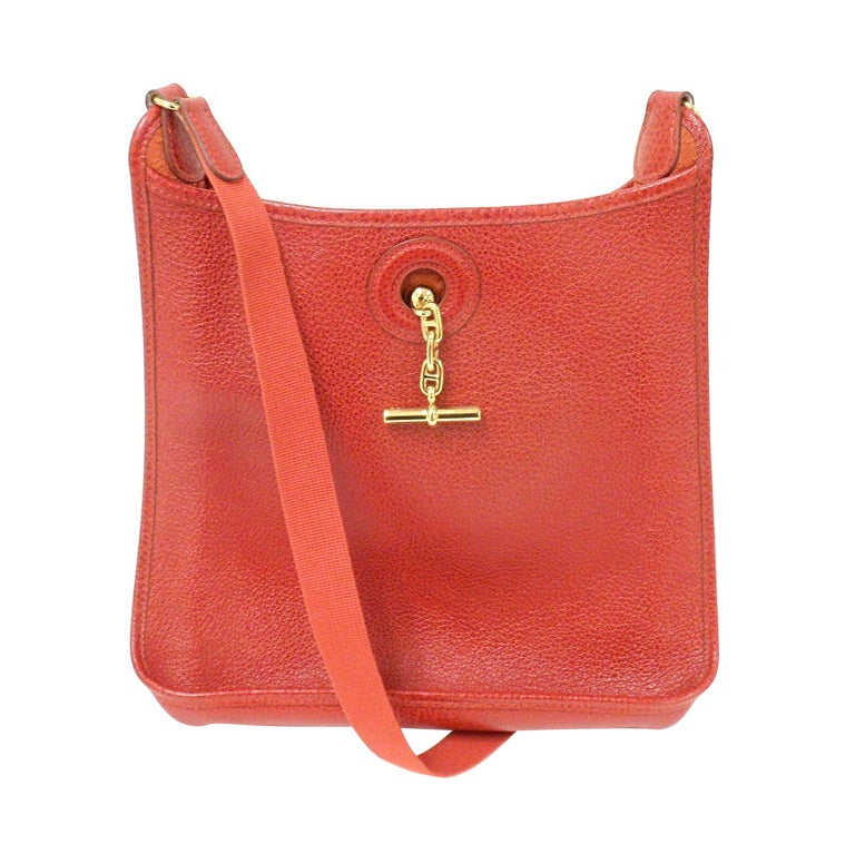 HERMES Vespa PM Red Vache Liegee Leather Shoulder Bag