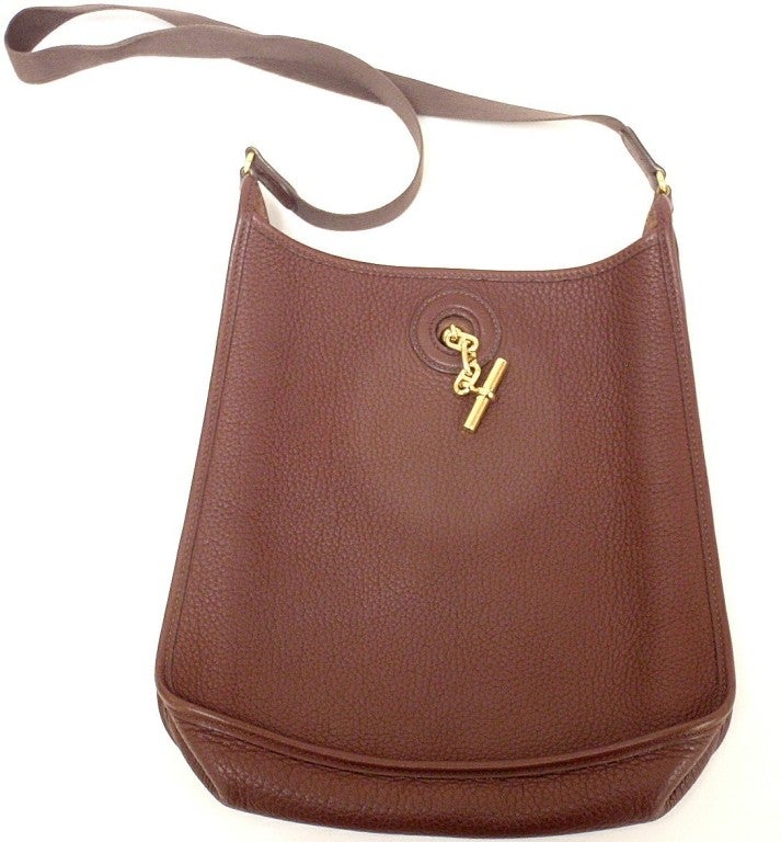 HERMES Vespa PM Chocolate/Cocoan Clemence Leather Shoulder Bag at ...  
