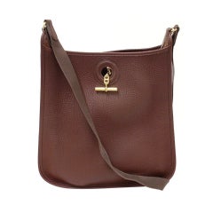 HERMES Vespa PM Chocolate/Cocoan Clemence Leather Shoulder Bag