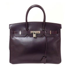 Hermes 35cm Raisin Swift Birkin Handbag, Year 2002