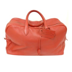 HERMES 50cm Victoria Red Clemence Leather Travel Tote Handbag 3
