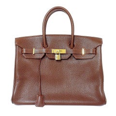 Hermes 35cm Brown Clemence Birkin Handbag, Year 1997 4