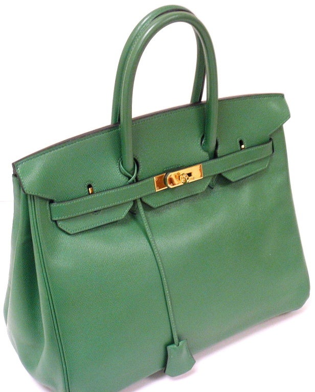 Hermes 35cm Green Couchevel Birkin Handbag, Year 1996