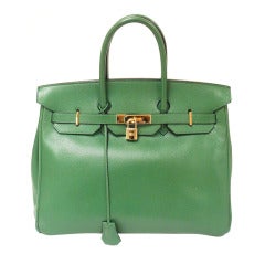 Hermes 35cm Green Couchevel Birkin Handbag, Year 1996