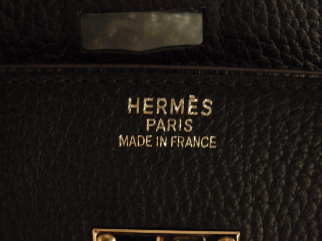 Women's Hermes 42cm Black Clemence Shoulder Birkin Handbag, Year 2005