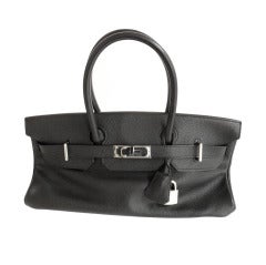Hermes 42cm Black Clemence Shoulder Birkin Handbag, Year 2005 11