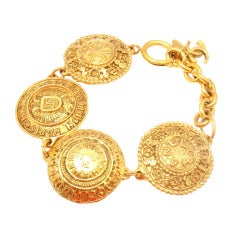 CHANEL Vintage French Rue Cambon Charm Link Bracelet