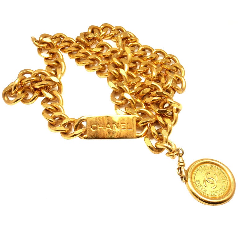 CHANEL Vintage French Signature Necklace Belt Necklace