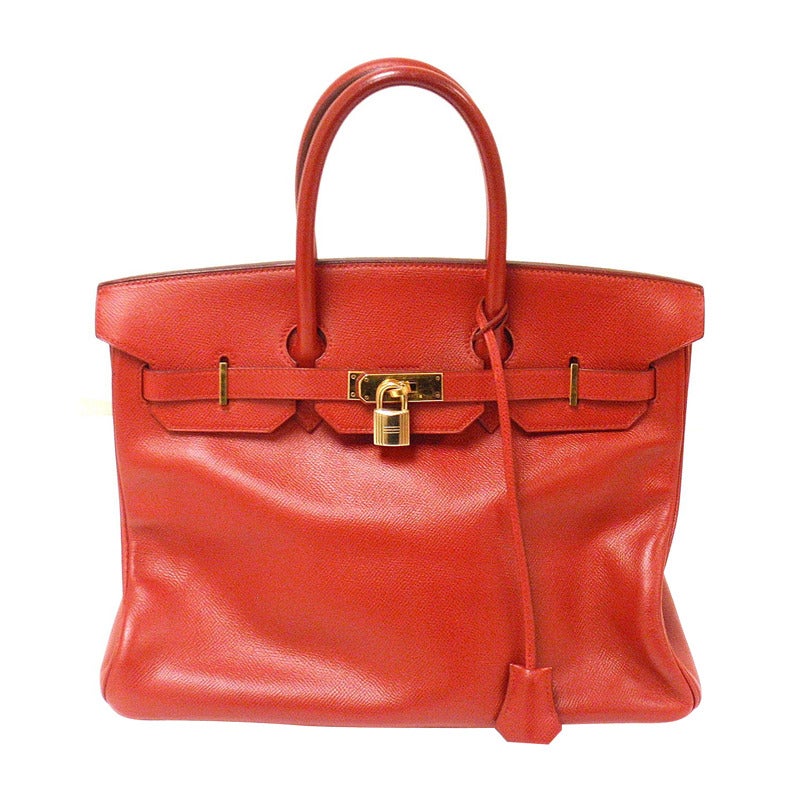 Hermes 35cm Red Epsom Birkin Handbag, Year 1995 For Sale at 1stDibs