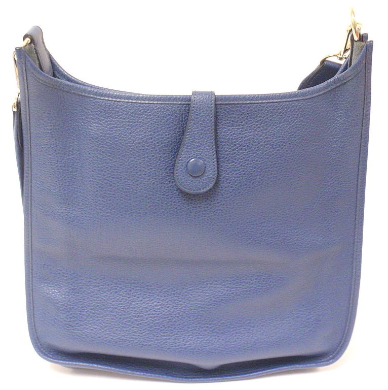 Gray HERMES Evelyne GM Navy Clemence Leather SHW Shoulder Bag, 2001