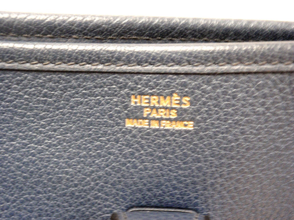 HERMES Evelyne GM Navy Clemence Leather SHW Shoulder Bag, 2001 In Excellent Condition In Holland, PA