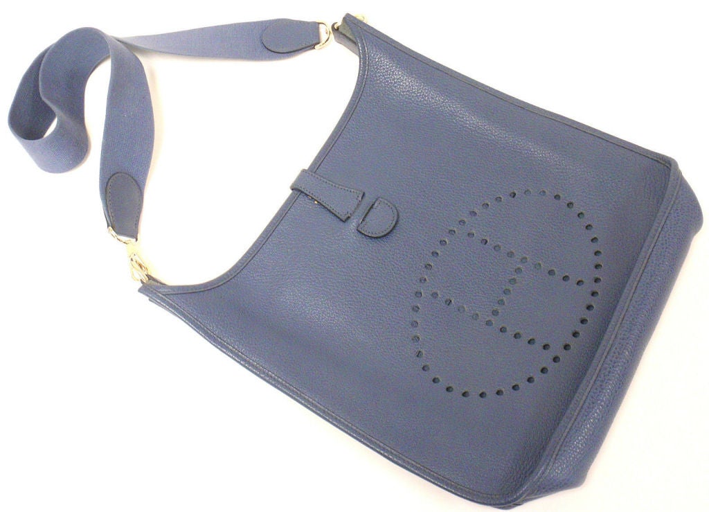 HERMES Evelyne GM Navy Clemence Leather SHW Shoulder Bag, 2001 3