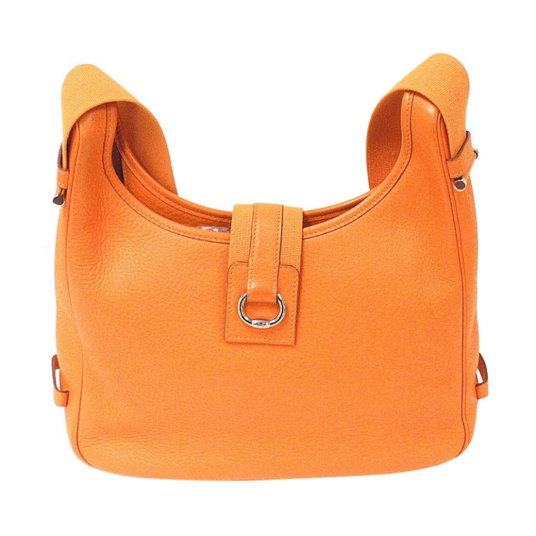 HERMES Tsako Sako Convertible Orange Clemence Leather Shoulder Bag, 1999