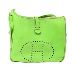 HERMES Evelyne GM Candy Apple Green Togo Leather GHW Shoulder Bag, 2003