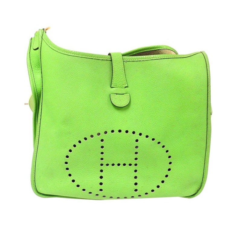 HERMES Evelyne GM Candy Apple Green Togo Leather GHW Shoulder Bag, 2003 ...