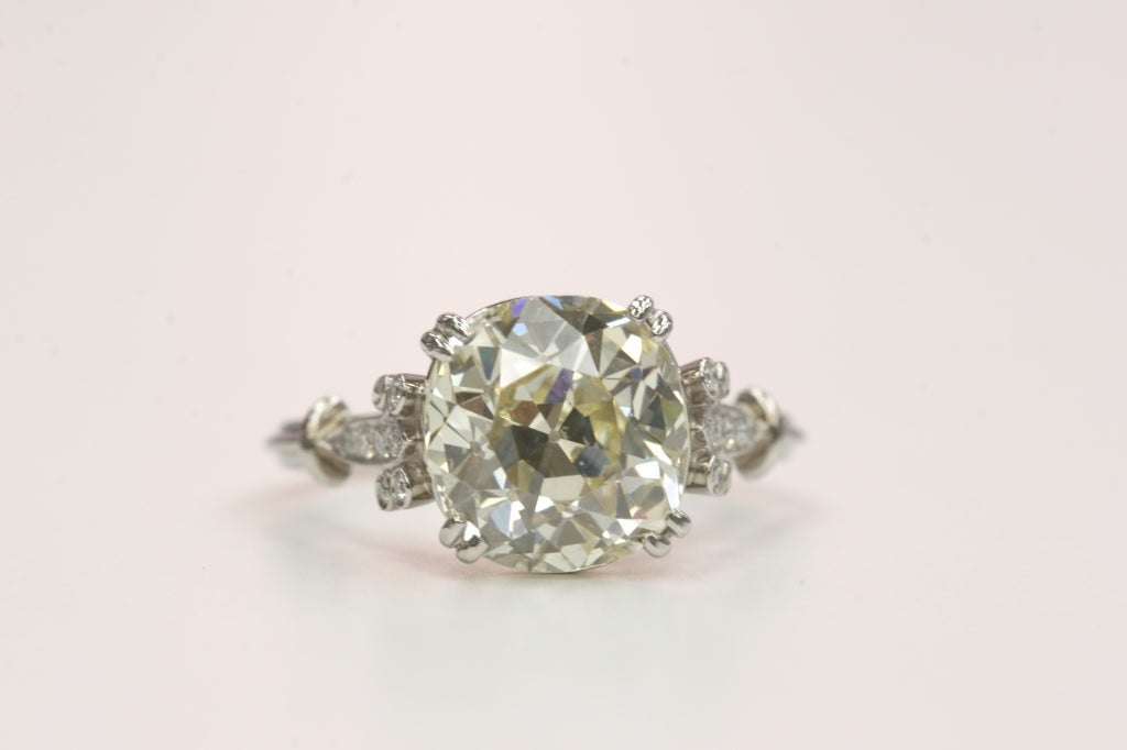 3.71ct OP/VS Cushion cut diamond set in a platinum hand crafted 