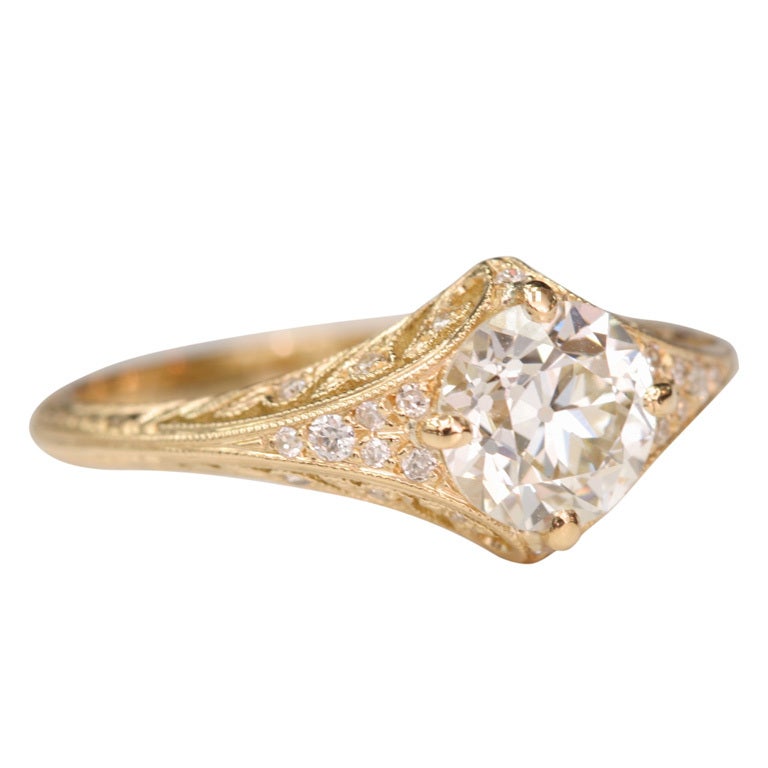 1.06ct LM/VS old European cut diamond set in an 18kt yellow gold hand crafted 