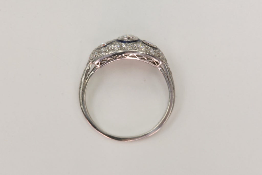 Three Stone Old European Cut Diamond Engagement Ring at 1stDibs
