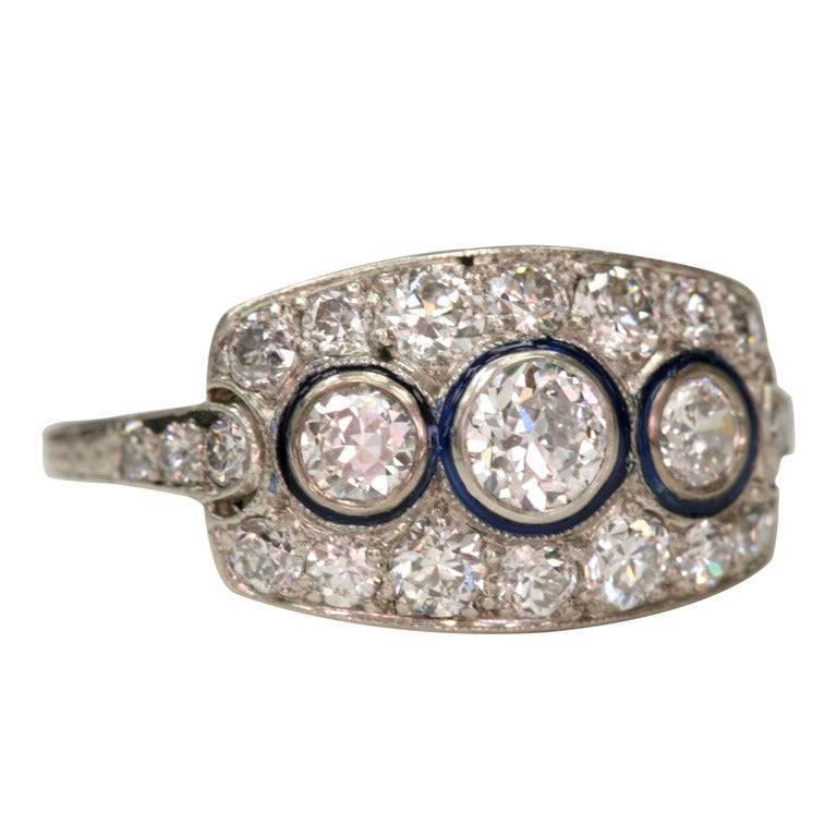 0.88cttw HI/SI old European cut diamonds set in a vintage platinum mounting. Circa 1920