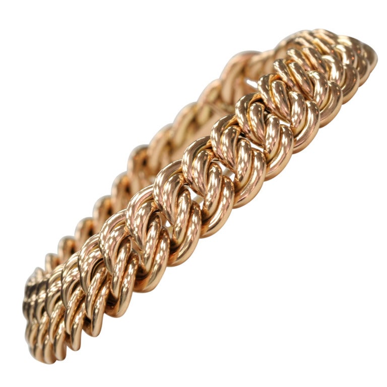 Woven Rose Gold Link Bracelet at 1stDibs