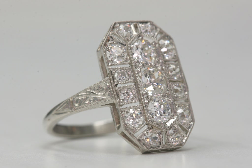 1.15ct HI/VS old European cut diamonds set in a vintage platinum mounting. Circa 1920.