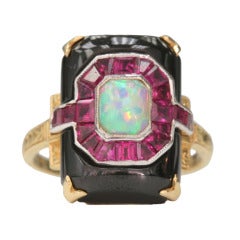 Onyx Opal Ruby Ring
