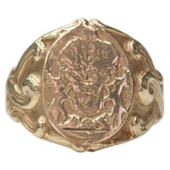 Art Nouveau Signet Crest Ring