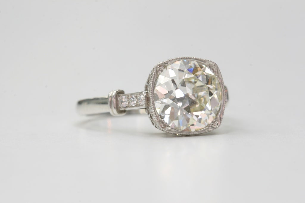 2.50ct K/SI1 old European cut diamond that is EGL certified and set in a platinum hand crafted 