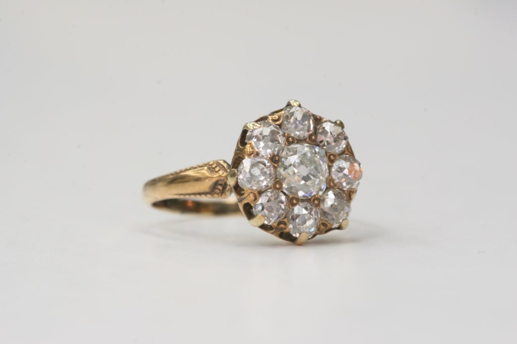 1.90cttw JK/VS-SI Cushion cut diamond set in vintage14K Yellow Gold mounting. Circa 1890