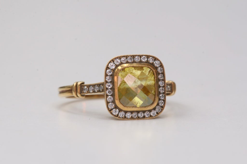 0.61ct Natural Rose cut diamond set in an 18k yellow gold handcrafted 