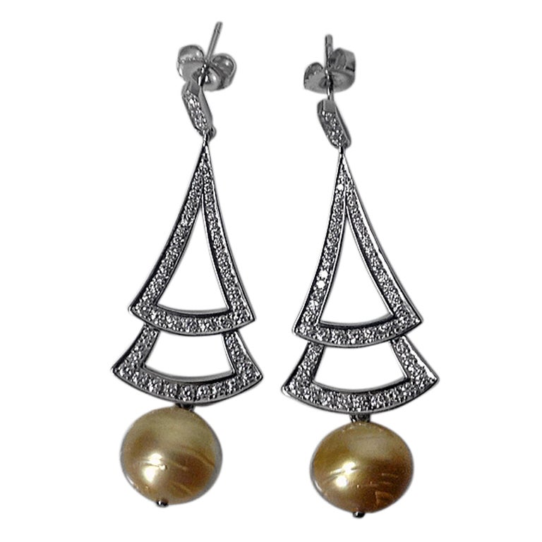 South Sea Pearl & Diamond pave earrings main image 0