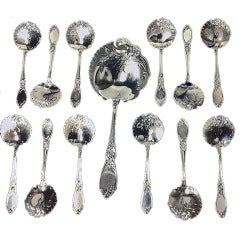 Seltenes antikes französisches Silber-Erdbeer-Set von Claude Doutre Roussel