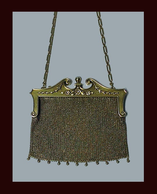 Art Nouveau Gold Diamond Pearl Purse Bag 3