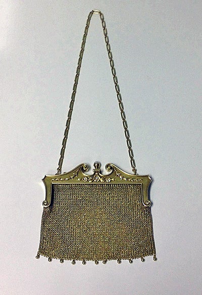 Art Nouveau Gold Diamond Pearl Purse Bag 4