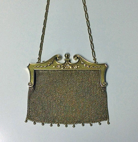 Art Nouveau Gold Diamond Pearl Purse Bag 5