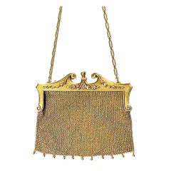 Art Nouveau Gold Diamond Pearl Purse Bag