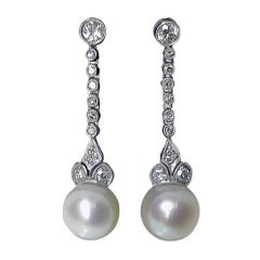Diamond Pearl Platinum Earrings