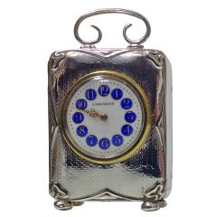Antique Art Nouveau Silver Carriage Clock Birmingham 1911