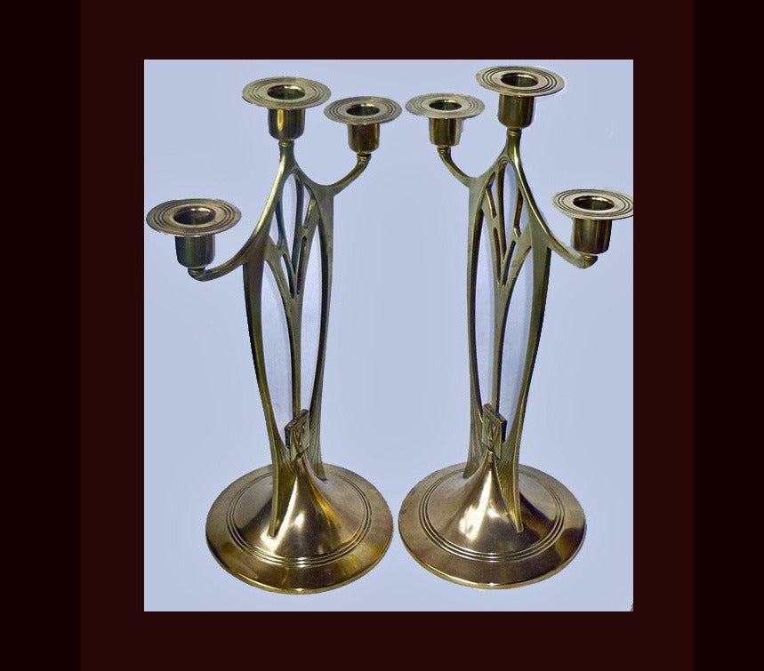 20th Century Rare Set of Four WMF Jugendstil Secessionist Art Nouveau Candelabra, circa 1900