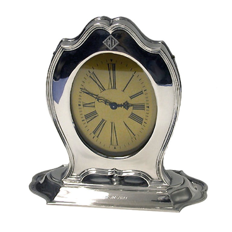 American Art Deco Sterling Silver Clock Reed & Barton, circa 1920