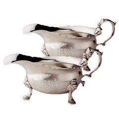 Antique Pair of George II Silver Sauceboats, London, 1739