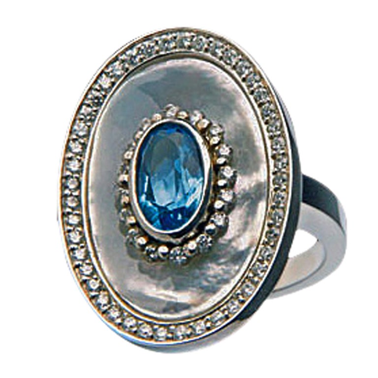 Mother-of-Pearl Topaz Diamond Ring