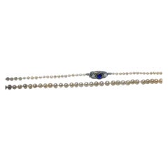 Graduated Natural Pearl Necklace with Diamond Clasp