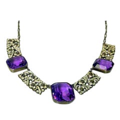 Bernard Instone Arts and Crafts Amethyst and Enamel Necklace