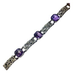 Bernard Instone Arts and Crafts Amethyst and Enamel Bracelet